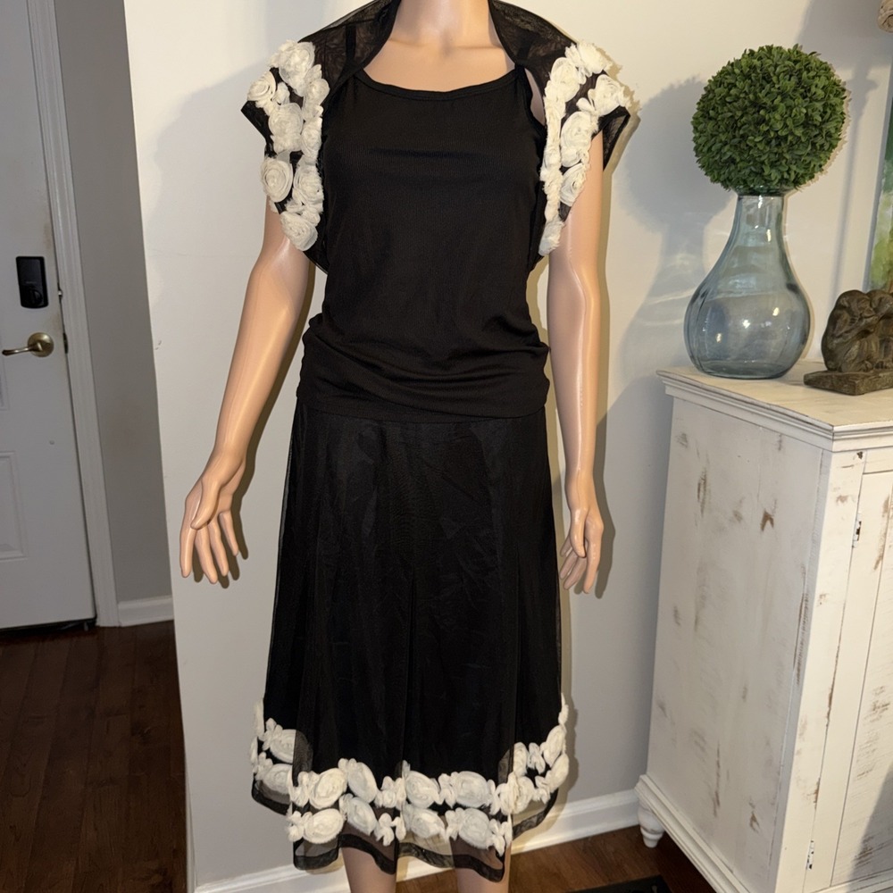 VTG Don Caster 2 Piece Shrug And Skirt Set Sz 8 Lined Skirt Whimsical Fairy Blk